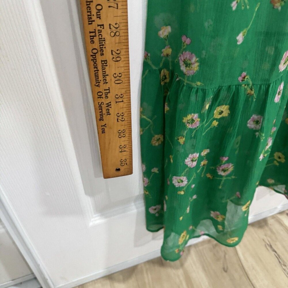 THE KOOPLES Silk Long Dress Green Floral (no Slip) Size Small S - Picture 8 of 8